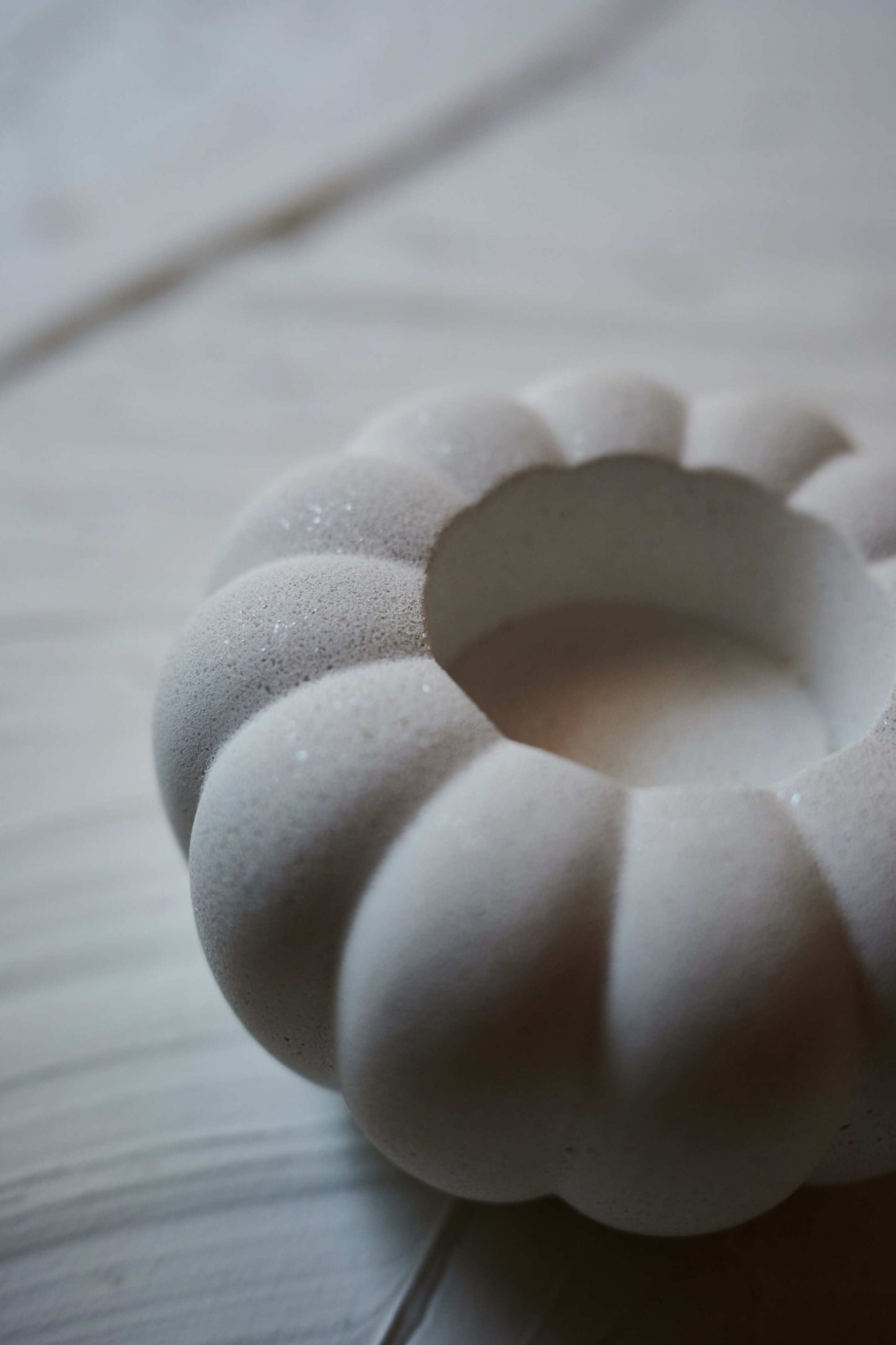White pumpkin candle holder