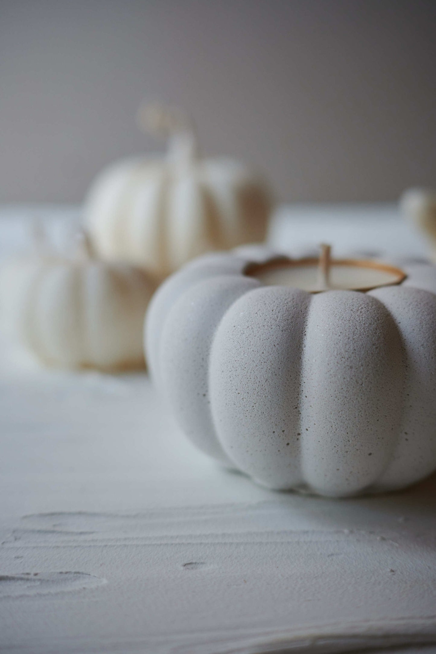 White pumpkin candle holder