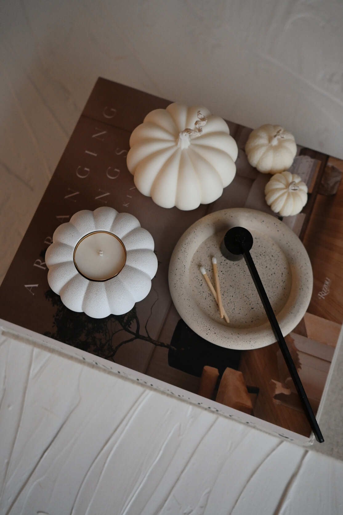 White pumpkin candle holder