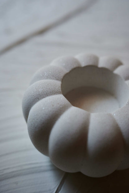 White pumpkin candle holder