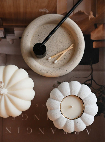 White pumpkin candle holder